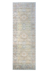 3X8 Green Oushak Machine Washable Runner (2'6" x 8')
