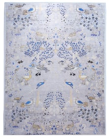 4X6 Modern Gray Bird Design Machine Washable Area Rug