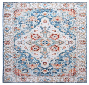 8X8 Square Modern Distressed Heriz Machine Washable Rug