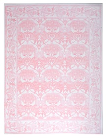 8X10 Pink William Morris Inspired Machine Washable Rug