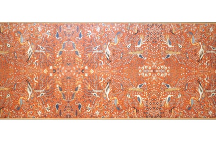 3X8 Modern Burnt-Orange Bird Design Machine Washable Runner (2'6" x 8')