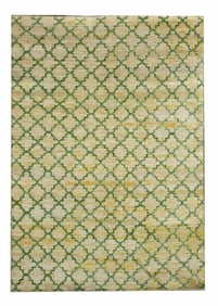 5X8 Modern Lattice Hand-Knotted Silk Rug