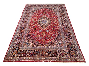 7X11 Estate Persian Kashan Hand-Knotted Rug, Circa 1970