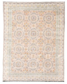 6X9 Khotan Hand-Knotted Wool Pale-Pink Area Rug