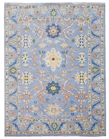 9X12 Oushak Blue Hand-Knotted Wool Area Rug Oriental Carpet (9' x 11'11")