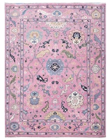 9X12 Oushak Pink Hand-Knotted Wool Area Rug Oriental Carpet (8'10" x 12'1")