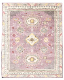 9X12 Khotan Hand-Knotted Wool Mauve Area Rug
