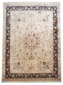 12X15 Vintage Wool & Silk Tabriz Rug 300 KPSI, circa 1990