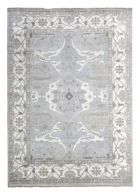 10X14 Silver Oushak Hand-Knotted Wool Area Rug