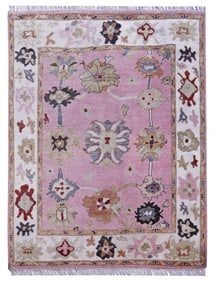 8X10 Oushak Pink Hand-Knotted Wool Area Rug Modern Carpet (8'2" x 10')