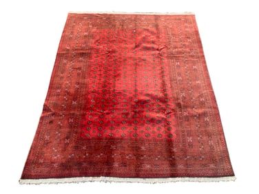 9X11 Estate Fine Persian Bukhara Hand-Knotted Wool Rug