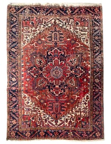 8X12 Estate Persian Heriz Hand-Knotted Rug, Circa 1960