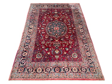 7X10 Persian Mashad Hand-Knotted Wool, Circa 1970