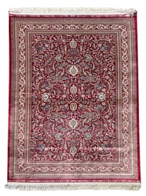 4X6 Red Pure Silk Turkish Tufted Area Rug, 1000 KPSI