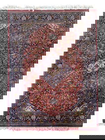 6X9 Estate Antique Persian Kashan Hand-Knotted Rug, Circa 1940