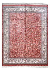 8X10 Red Hereke Tufted Pure Silk Area Rug, 1000 KPSI