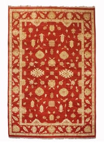 11X17 Red Turkish Angora Mix Oushak, circa 1990