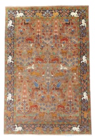 12X16 Birds Lions Hand-Knotted Wool Carpet