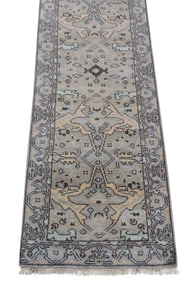 3X20 Light-Gray Hand-Knotted Oushak Runner (2'7" x 19'6")