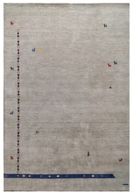 5X8 Gray Gabbeh Handmade Rug with Girl & Goat Design