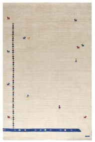 5X8 Ivory Gabbeh Handmade Rug with Girl & Goat Design