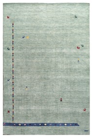 5X8 Blue-Green Gabbeh Handmade Rug with Girl & Goat Design