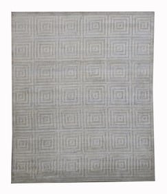 9X11 Ivory Silk Modern Handmade Area Rug