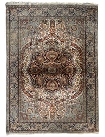 4X6 Estate Silk Kashmir Rug, Circa 1940