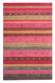 5X8 Lori Gabbeh Handmade Rug with Goat & Girl Design