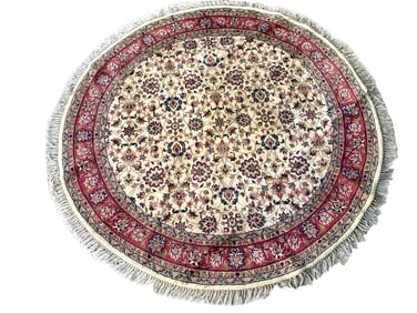 7X7 Estate Round Kashan Rug, Circa 1980