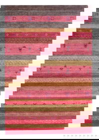 4X6 Lori Gabbeh Handmade Rug Goat & Girl Design