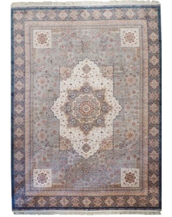 9X12 Silver Hereke Tufted Silk Area Rug (1000 KPSI) (1 of 6)