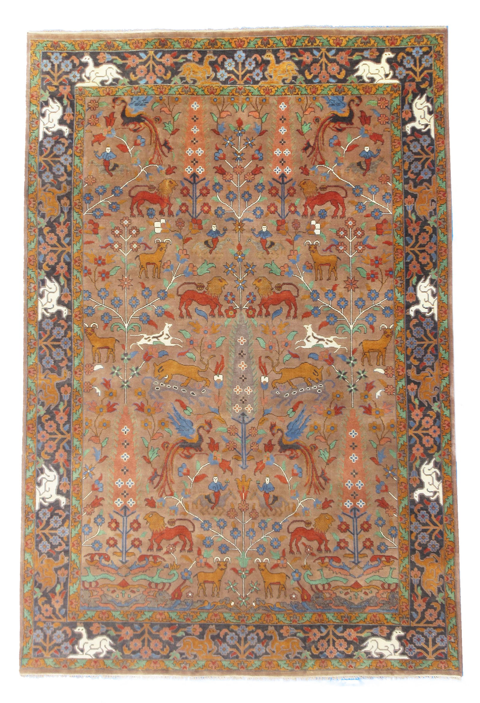12X16 Birds Lions Hand-Knotted Wool Carpet (1 of 9)
