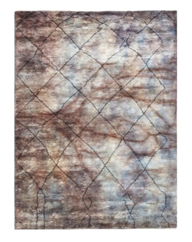 8X12 Modern Moroccan Hand-Knotted Rug: Hand-knotted wool pile on a cotton foundation. Dimensions: 8'4" x 11'8" Origin: India Field Color: Multicolored SKU: 84.38-08.13.21-8X12-81-AL129