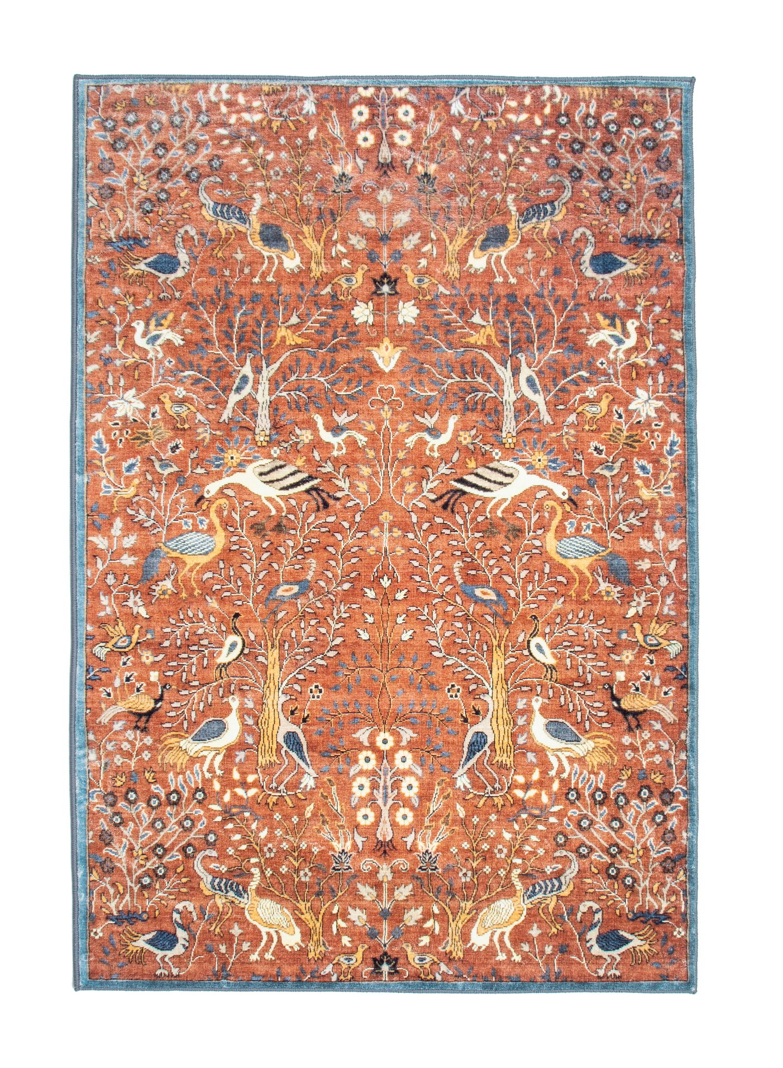 4X6 Burnt-Orange Birds Premium 1/4" Pile Ultra Soft Rug with Non-Slip & Padded Backing (1 of 3)