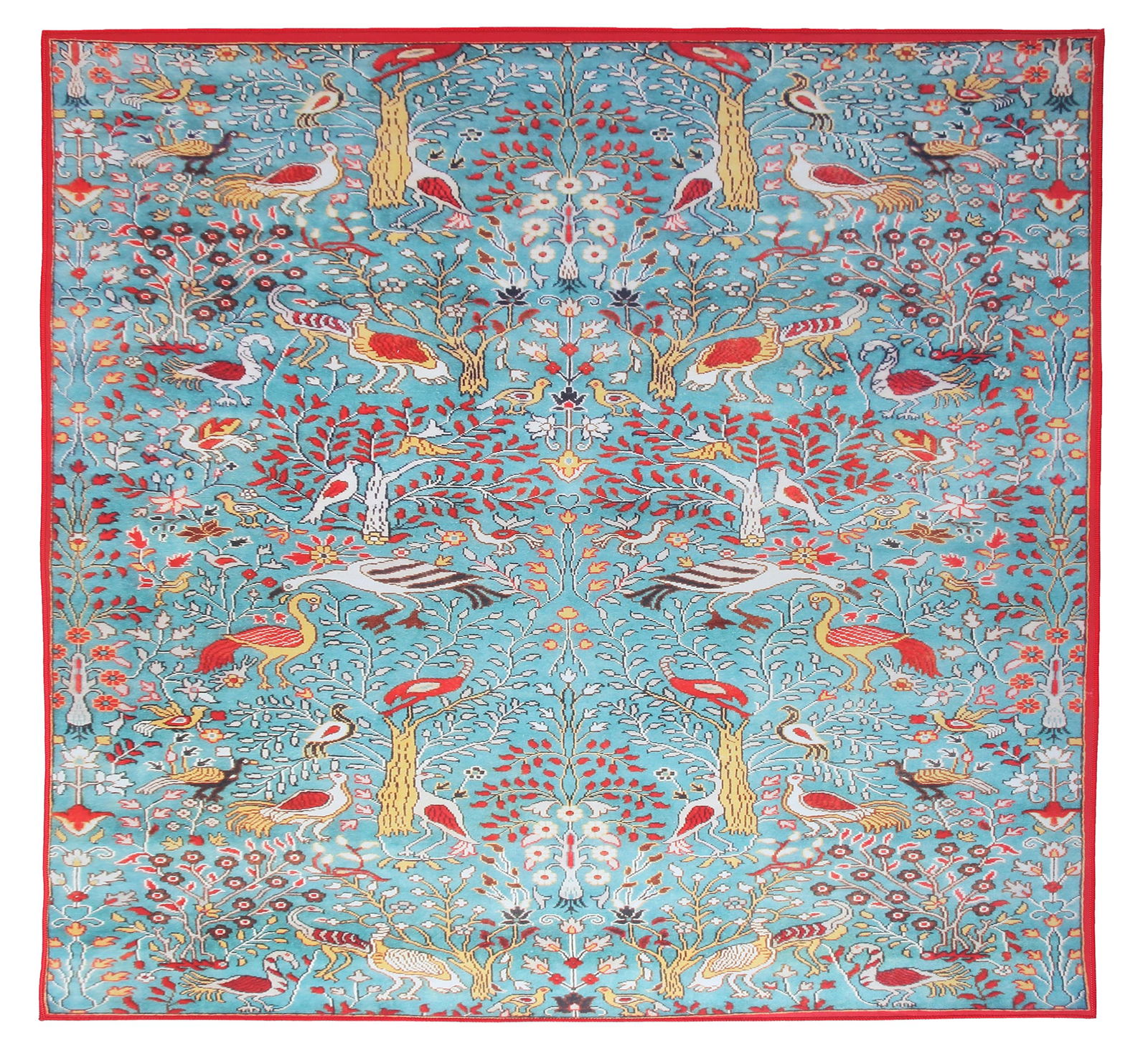 8X8 Square Modern Blue Bird Design Machine Washable Area Rug: Machine Washable Approximate Dimensions: 8' x 8' Origin: China Field Color: Light-Blue Accent Colors: Red, Blue, Orange, Ivory, Yellow SKU: 96.10-01.16.23-8X8-12-AN141