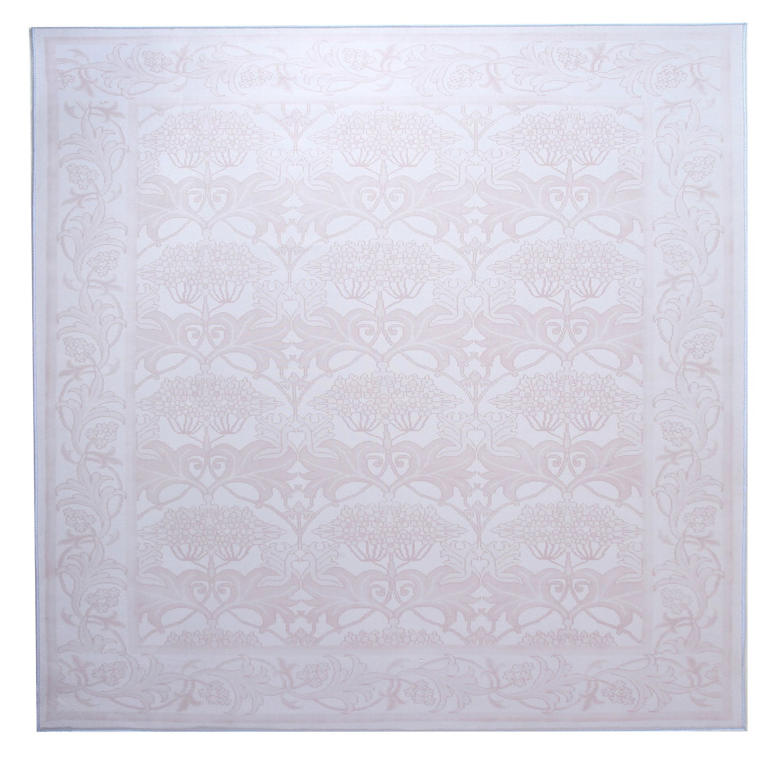 8X8 Square Brown William Morris Inspired Machine Washable Rug: Machine Washable Approximate Dimensions: 8' x 8' Origin: China Field Color: Ivory Border Color: Ivory Accent Colors: Light-Brown SKU: 96.64-01.16.23-8X8-12-AN195