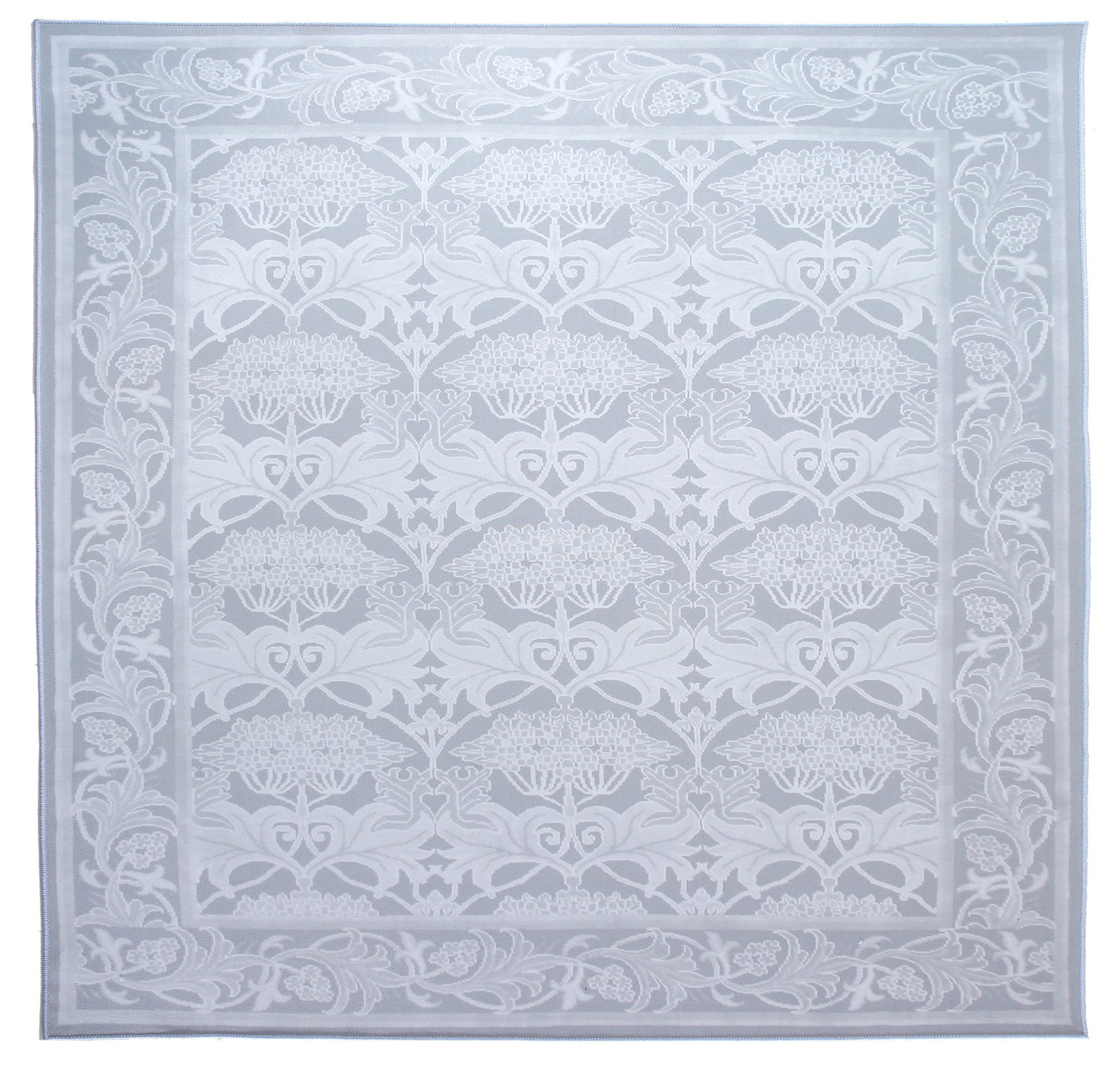 8X8 Gray Square William Morris Inspired Machine Washable Rug (1 of 2)