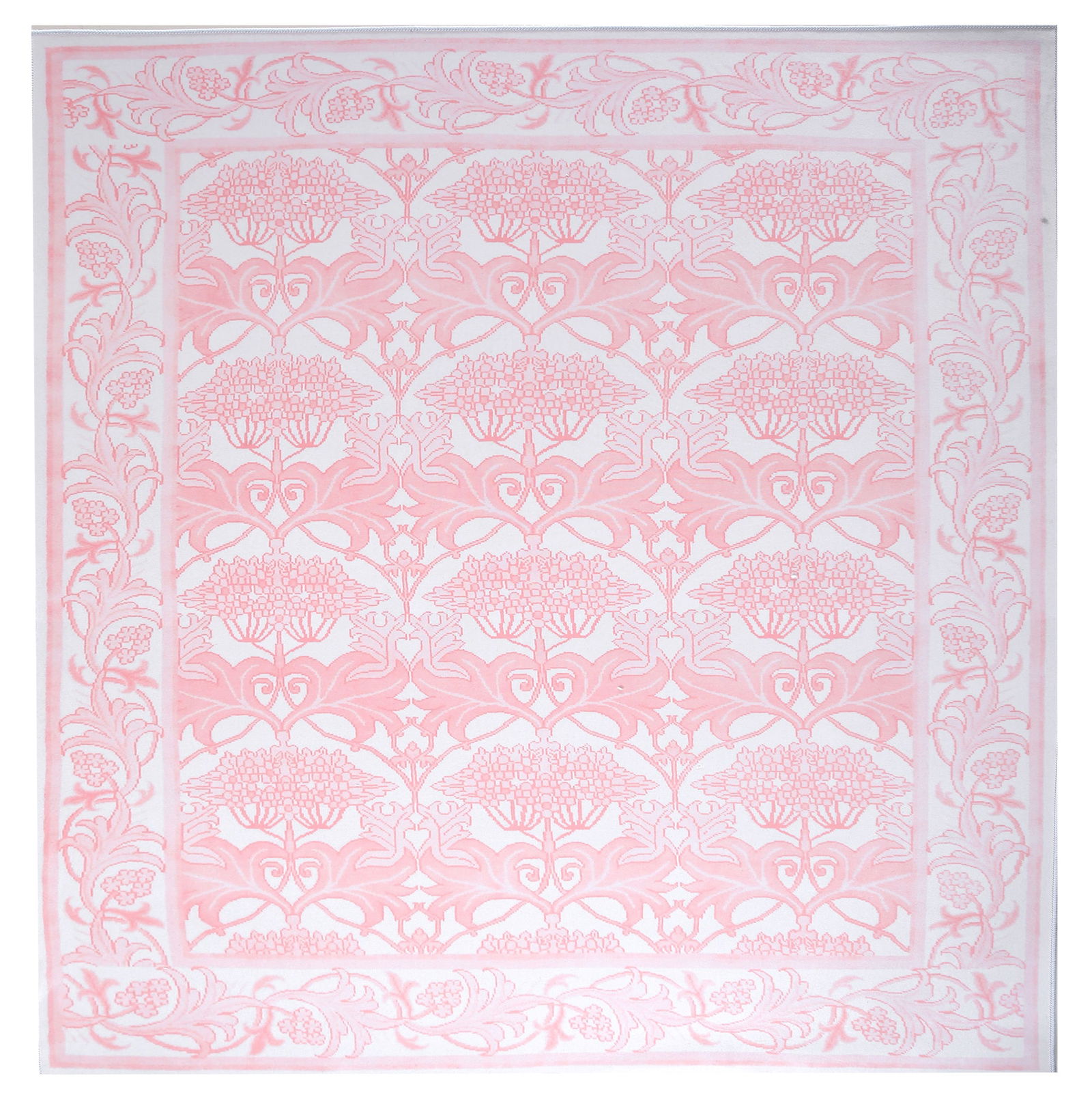 8X8 Pink Square William Morris Inspired Machine Washable Rug (1 of 2)