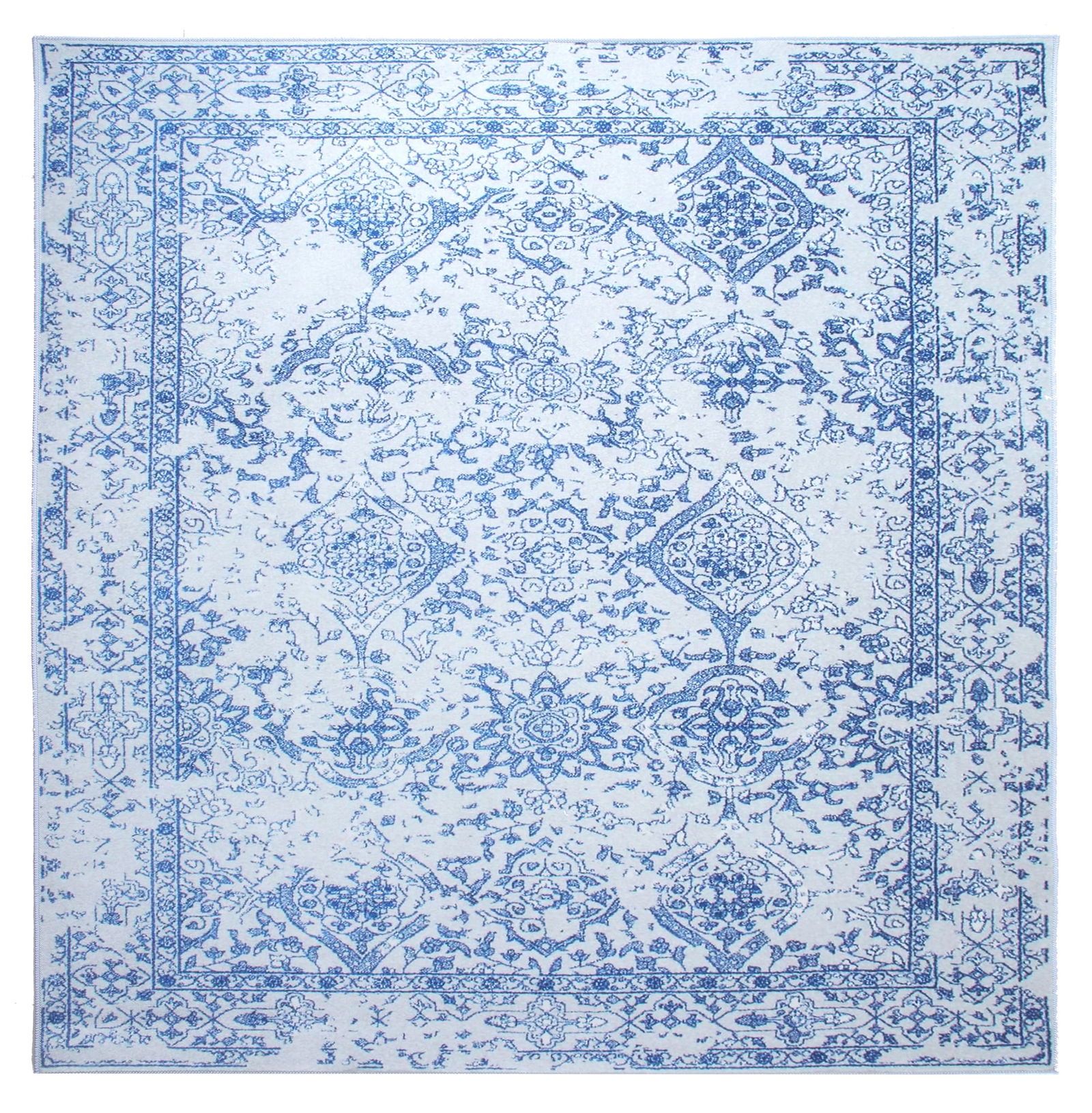 8X8 Square Modern Broken Design Machine Washable Rug: Machine Washable Approximate Dimensions: 8' x 8' Origin: China Field Color: Ivory Border Color: Ivory Accent Colors: Blue SKU: 96.82-01.16.23-8X8-12-AN213