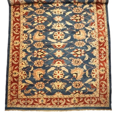 14X24 Oversized Vintage Sultanabad with Abrash, circa 1970: Hand-knotted, abrash wool pile on a cotton foundation. Circa 1970 Dimensions: 14'5" x 24'5" Origin: Iran Condition: Excellent Field Color: Navy-Blue Border Color: Rust Accent Colors: Beige, Light-Brow