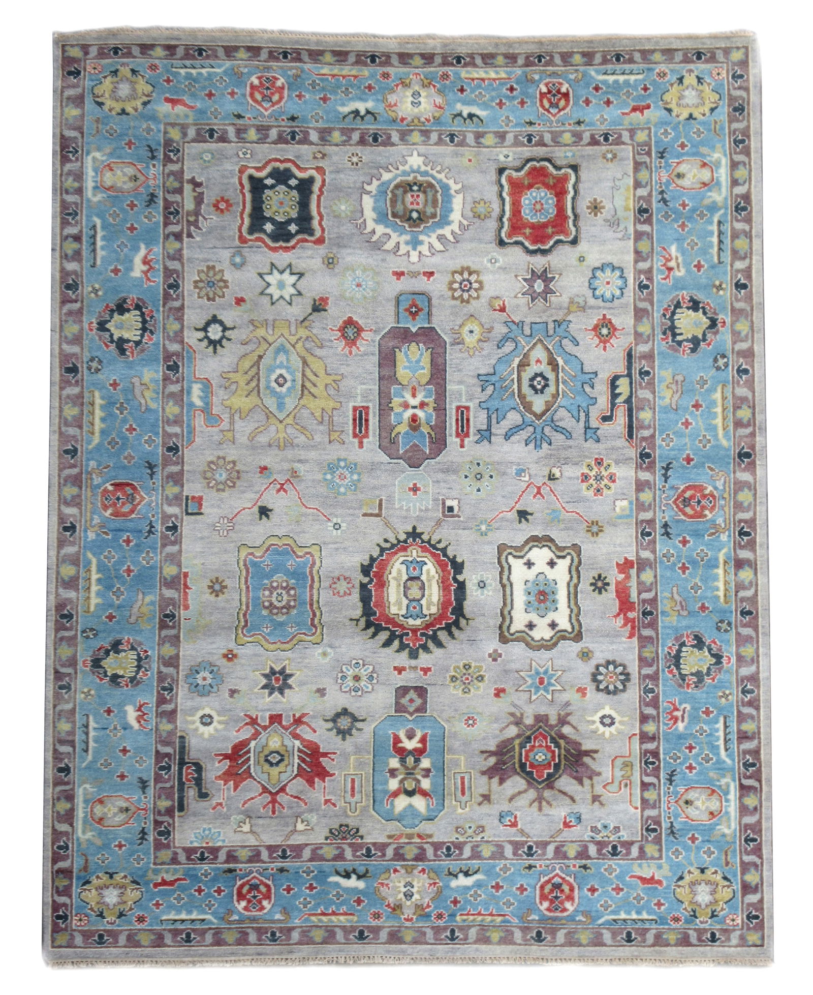 9X12 Light-Gray Oushak Karajeh Rug (1 of 6)