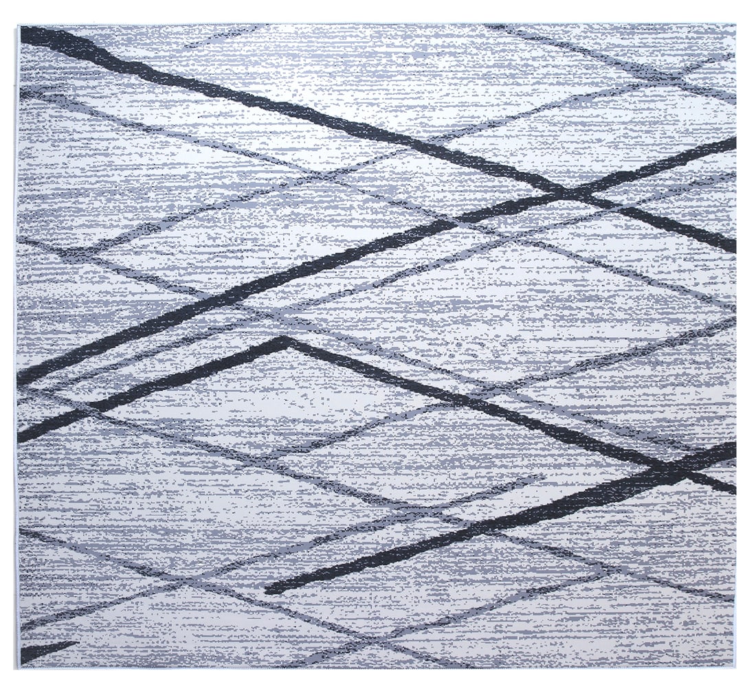 8X8 Square Modern Diamond Trellis Machine Washable Rug: Machine Washable Approximate Dimensions: 8' x 8' Origin: China Field Color: Multicolored Accent Colors: Ivory, Gray, Black SKU: 96.46-01.16.23-8X8-12-AN177