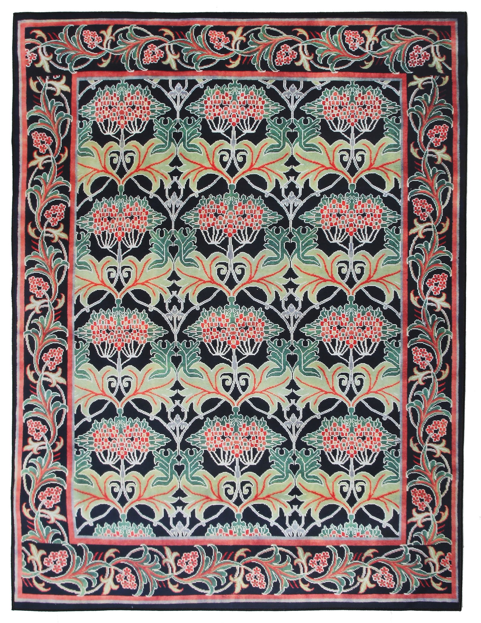 8X10 Black William Morris Inspired Machine Washable Rug (1 of 4)