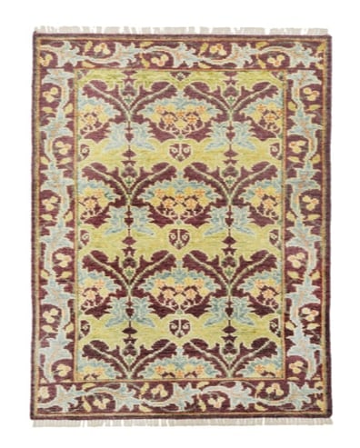 4X6 Burgundy William Morris Inspired Wool Area Rug: 4'2" x 6'1" Hand-knotted wool pile on a cotton foundation. Origin: India New Condition: Excellent Field Color: Burgundy Border Color: Burgundy Accent Colors: Green, Light-Green, Ivory, Yellow, Orange,