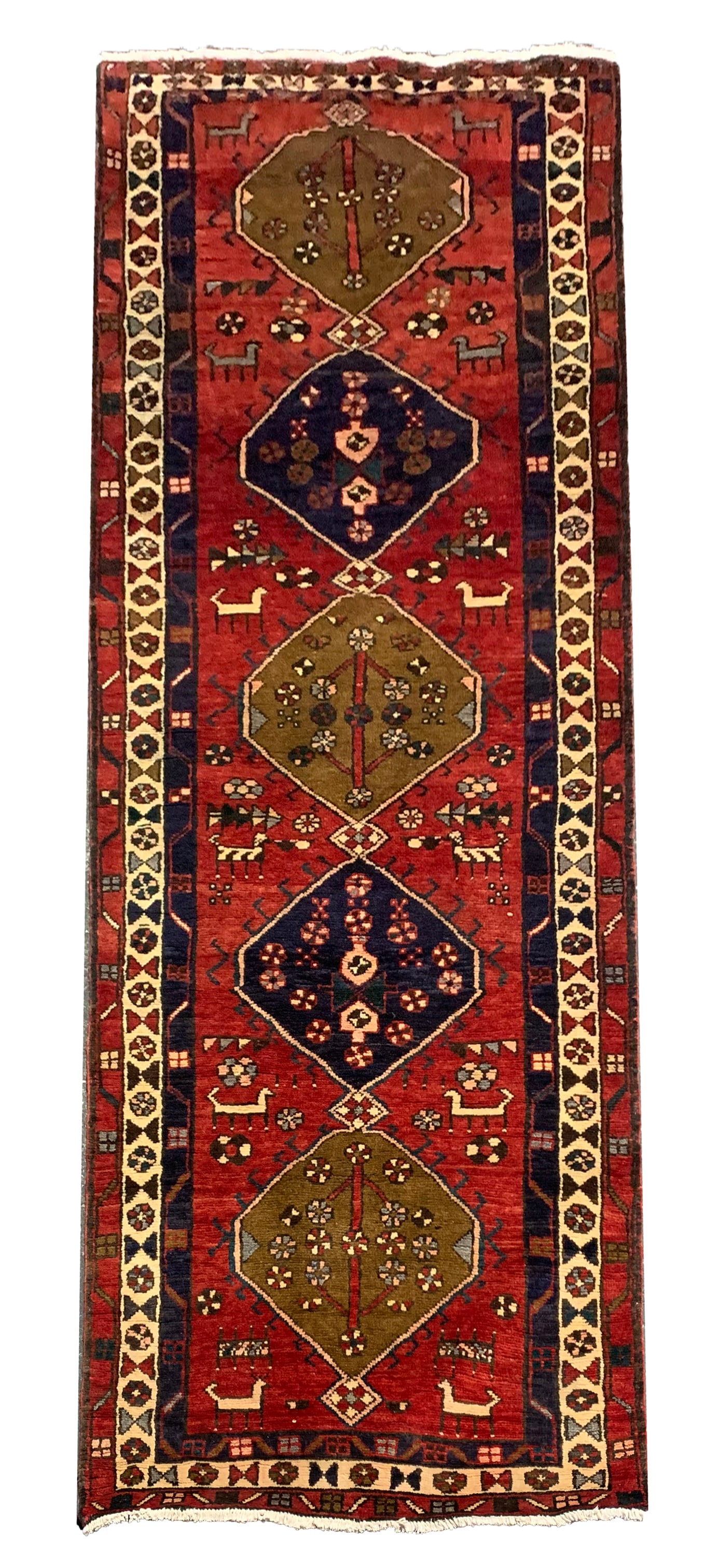 3X10 Antique Persian Sarab Birds Runner, circa 1930 (1 of 6)