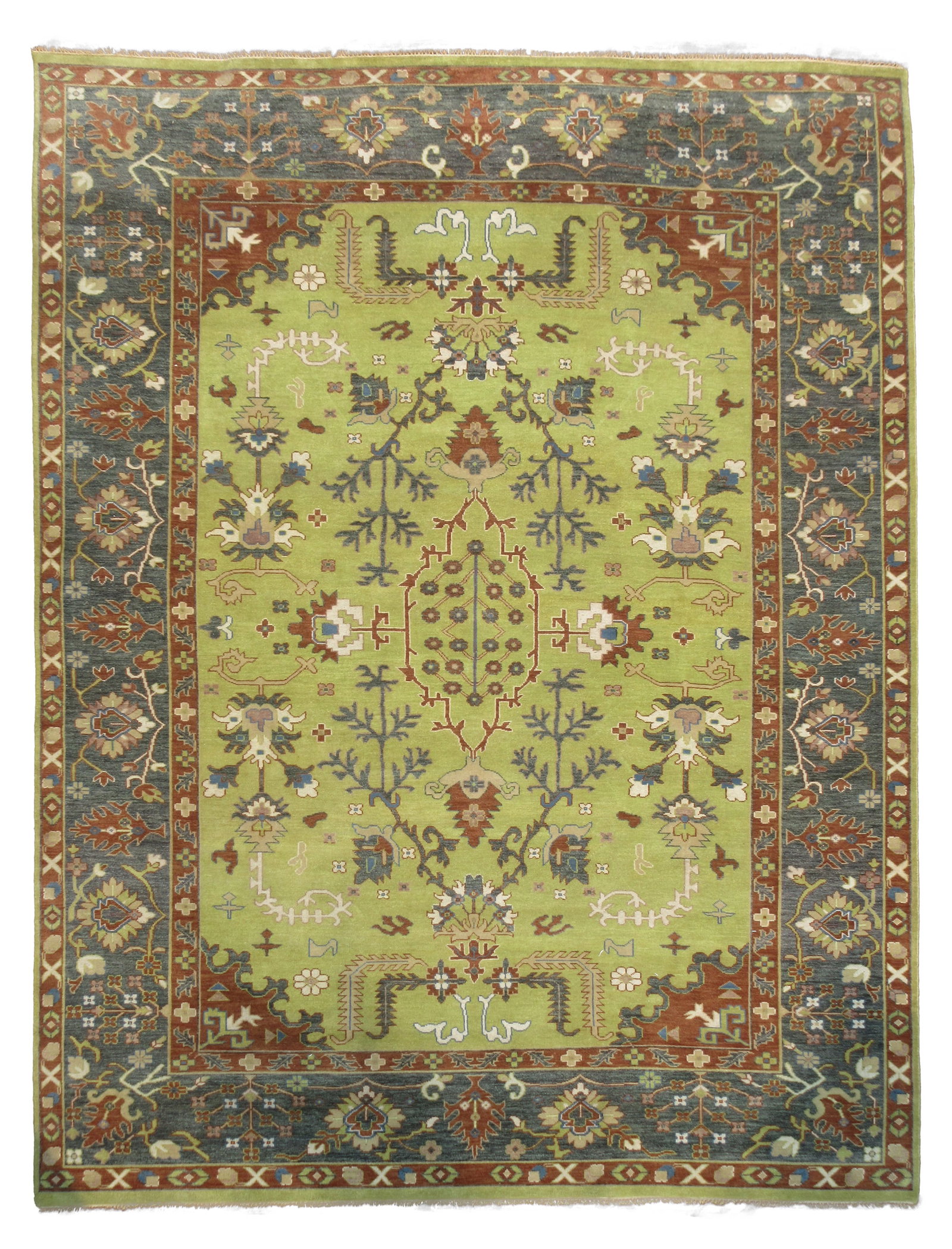 12X18 Green Oushak Hand-Knotted Wool Rug (1 of 6)