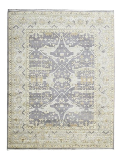 12X15 Gray Oushak Hand-Knotted Rug: Hand-knotted wool pile on a cotton foundation. Dimensions: 12'2" x 14'10" Origin: India Field Color: Gray Border Color: Beige SKU: 84.09-08.13.21-12X15-121-AL100-EAMT