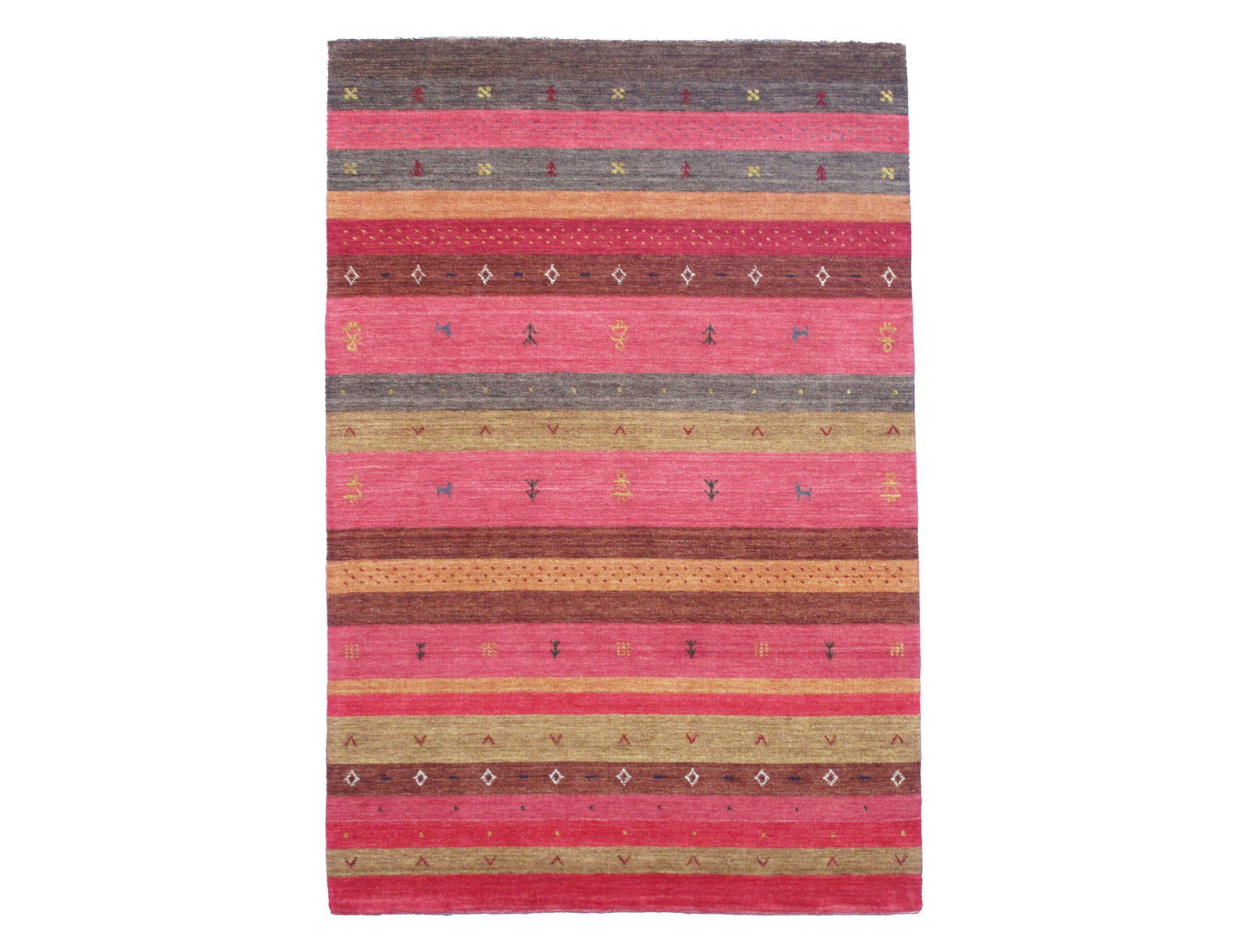 5X8 Lori Gabbeh Handmade Rug with Goat & Girl Design: Handmade, wool pile on a cotton foundation. Goat & Girl Design Approximate Size: 5X8 New Origin: India Accent Colors: Raspberry-Red, Red, Gray, Rust, Gold SKU: 89.90-06.22.22-5X8-41-AM242-ETMK