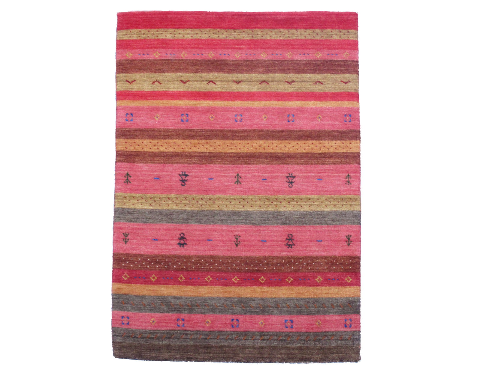 4X6 Lori Gabbeh Handmade Rug with Goat & Girl Design: Handmade, wool pile on a cotton foundation. Size: 4X6 Goat & Girl Design New Origin: India Accent Colors: Raspberry-Red, Red, Gray, Rust, Gold SKU: 89.105-06.22.22-4X6-23-AM257-ETMK
